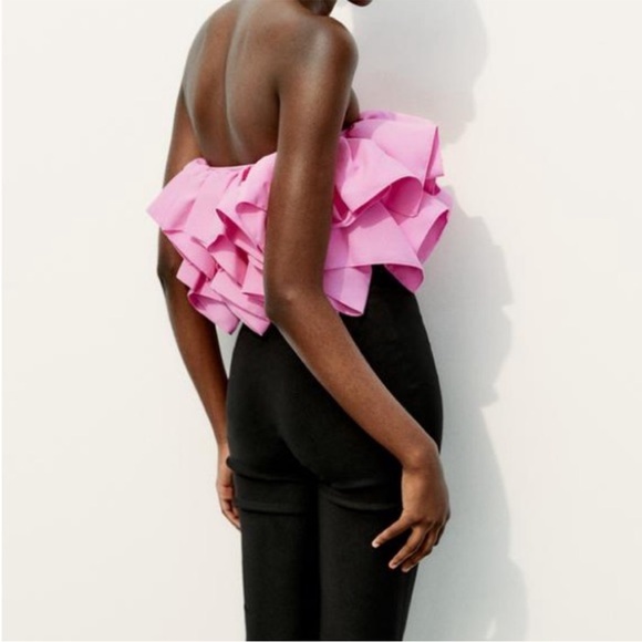 Pink Ruffled Off-Shoulder Top - Picture 2 of 5